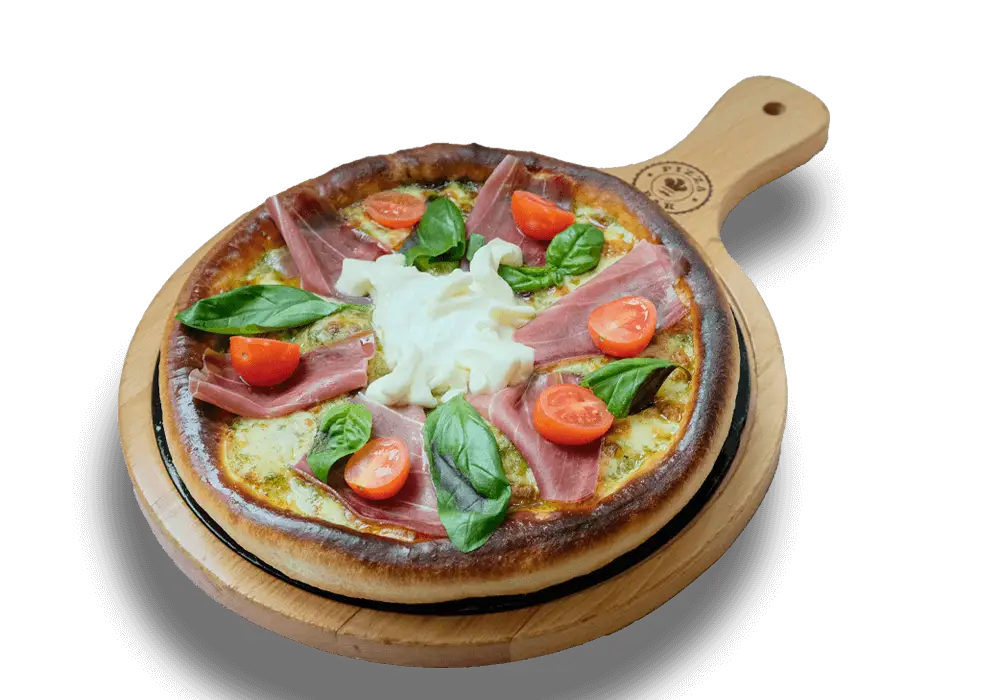 Prosciutto, burrata and pesto